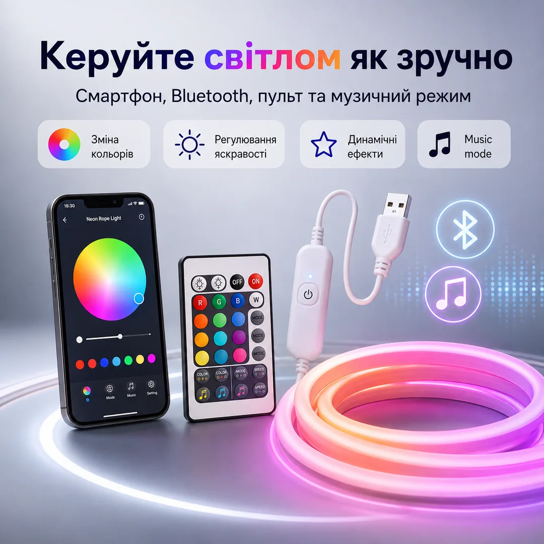 Керування RGB LED-стрічкою зі смартфона та пульта